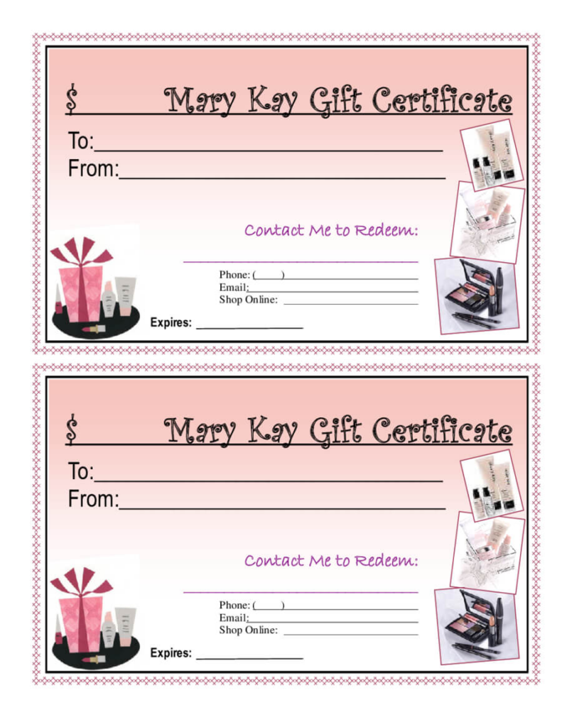 Mary Kay Gift Certificate Template Professional Template 