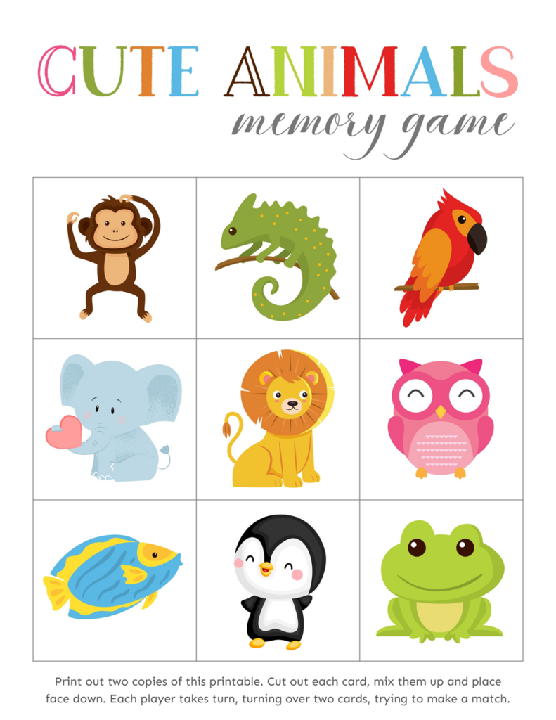 Match The Animals Memory Games Download Free Printables