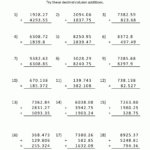 Math Worksheets For Fifth Grade Adding Decimals