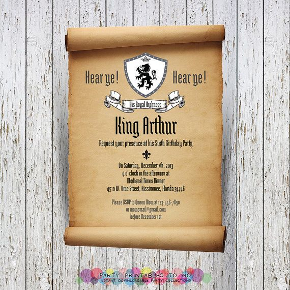 Medieval Knights Scroll Invitation With FREE Thank You 