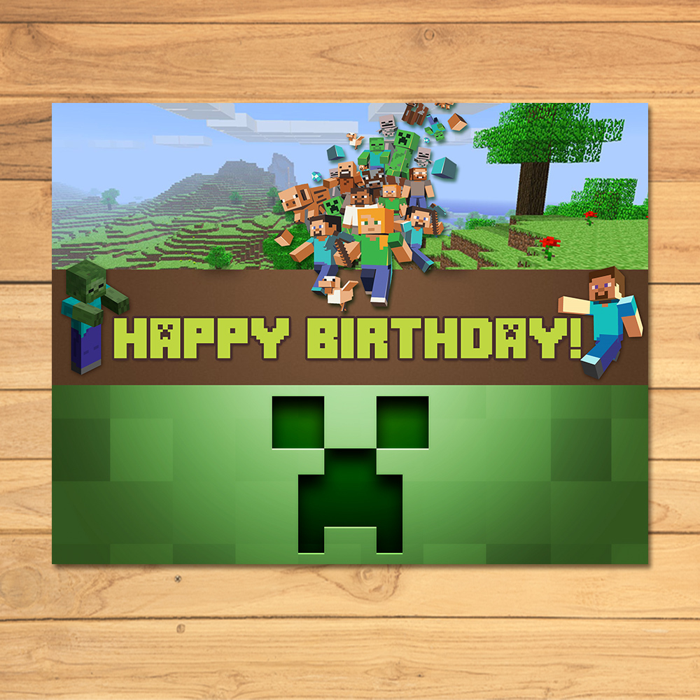 Minecraft Birthday Sign Green Blocks By MonksTavern On 