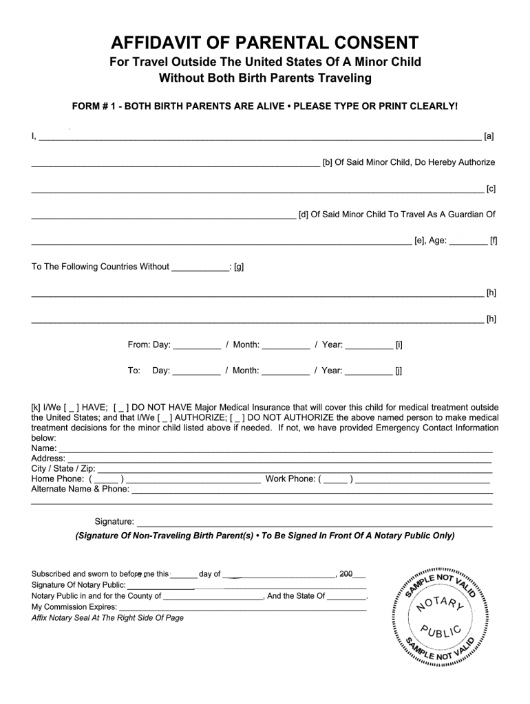Minor Child Consent To Travel Form Fill Out And Sign 