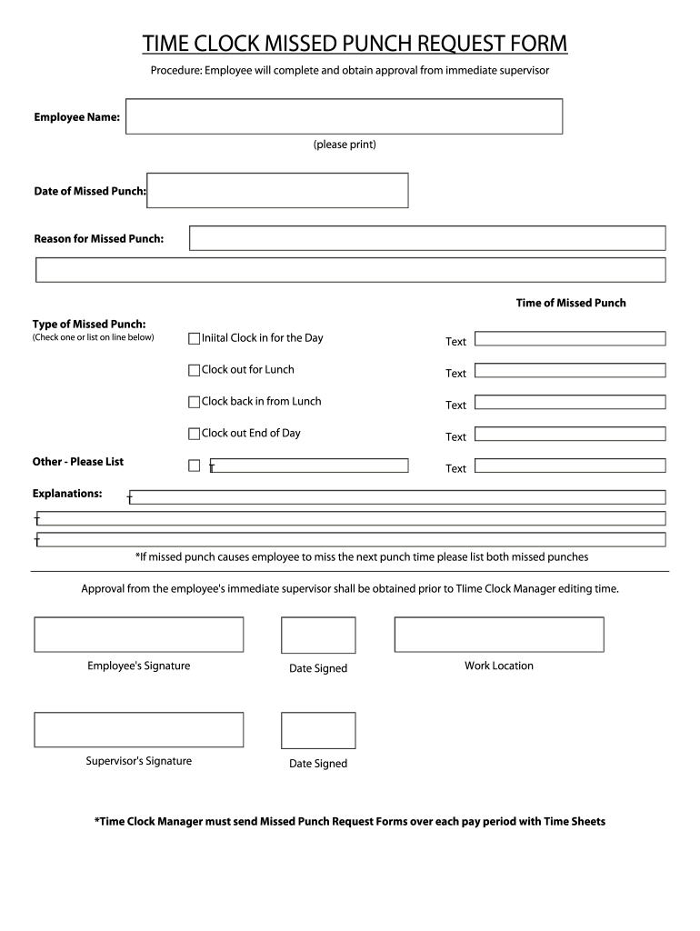 Missed Punch Form 2020 2021 Fill And Sign Printable 