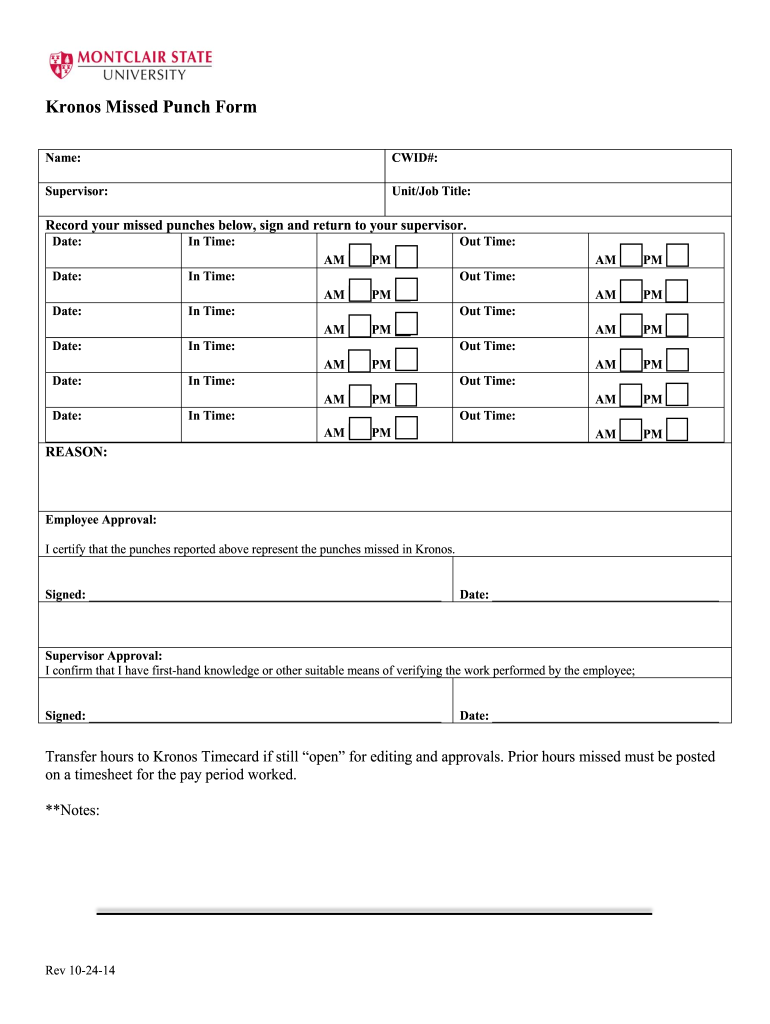 Missed Punch Forms For Payroll Fill Out And Sign 