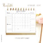 Monthly Planner Big Happy Planner Printable Lined Letter
