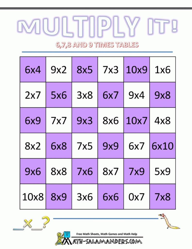 Multiplication Games For 4th Graders Worksheets Times 