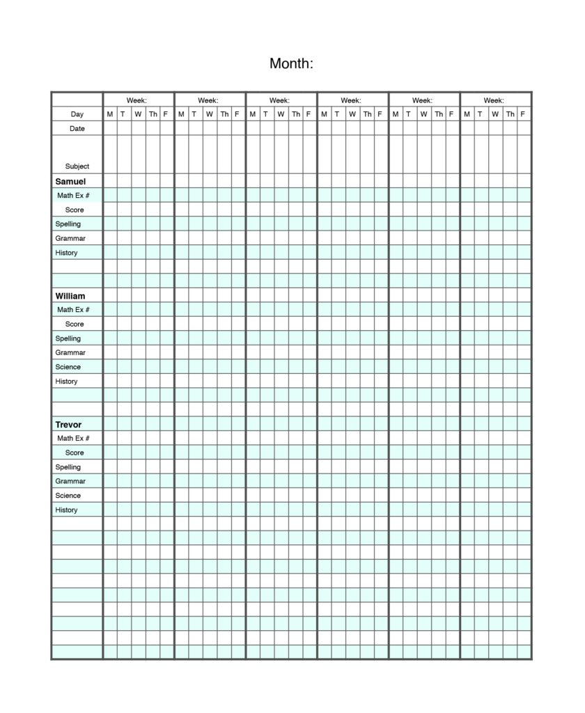 My Homeschool Printables Record Keeping