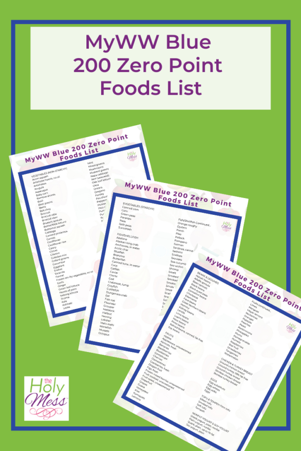 My WW Blue 200 Zero Point Foods List Free Printable PDF 