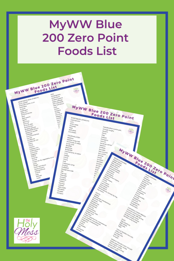 My WW Blue 200 Zero Point Foods List Free Printable PDF