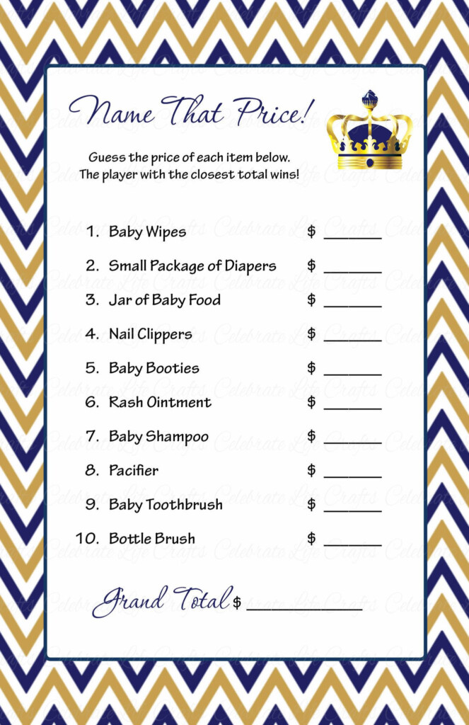 Name That Price Game Printable Download Navy Gold 