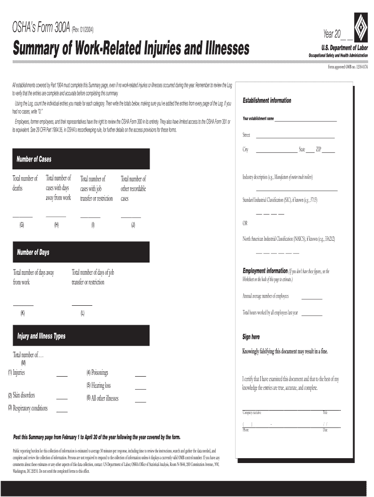 Osha 300A Form Fill Out And Sign Printable PDF Template