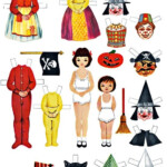 Paper Doll Halloween Collage Sheet Print Out Set Costumes