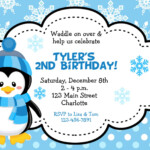 Penguin Birthday Party Invitation Winter Birthday