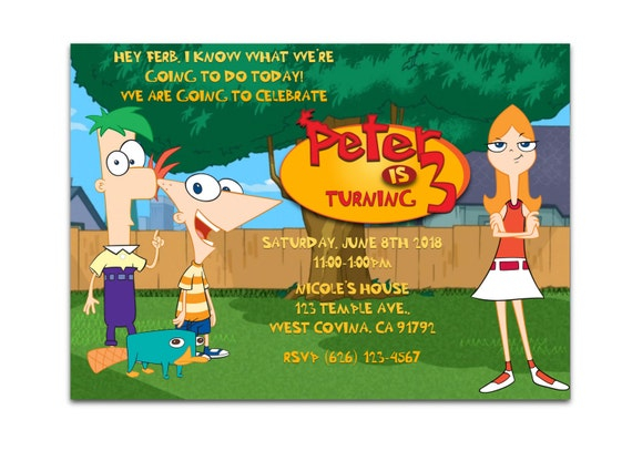 Phineas And Ferb Birthday Printable Invitation By DesignsbyIan