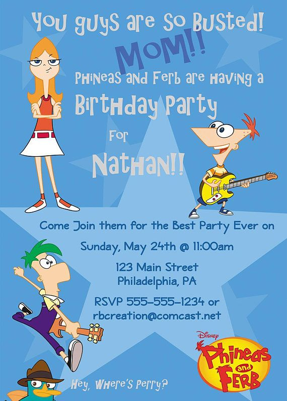 Phineas And Ferb Digital Birthday Party Invitations This 