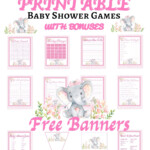 Pink Elephant Baby Shower Games 10 Game Set PLUS 2 FREE
