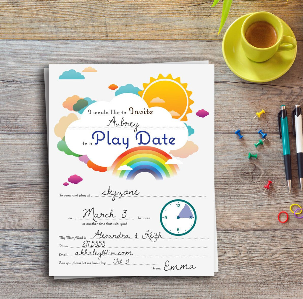 Play Date Invitation Colorful Editable Printable By 