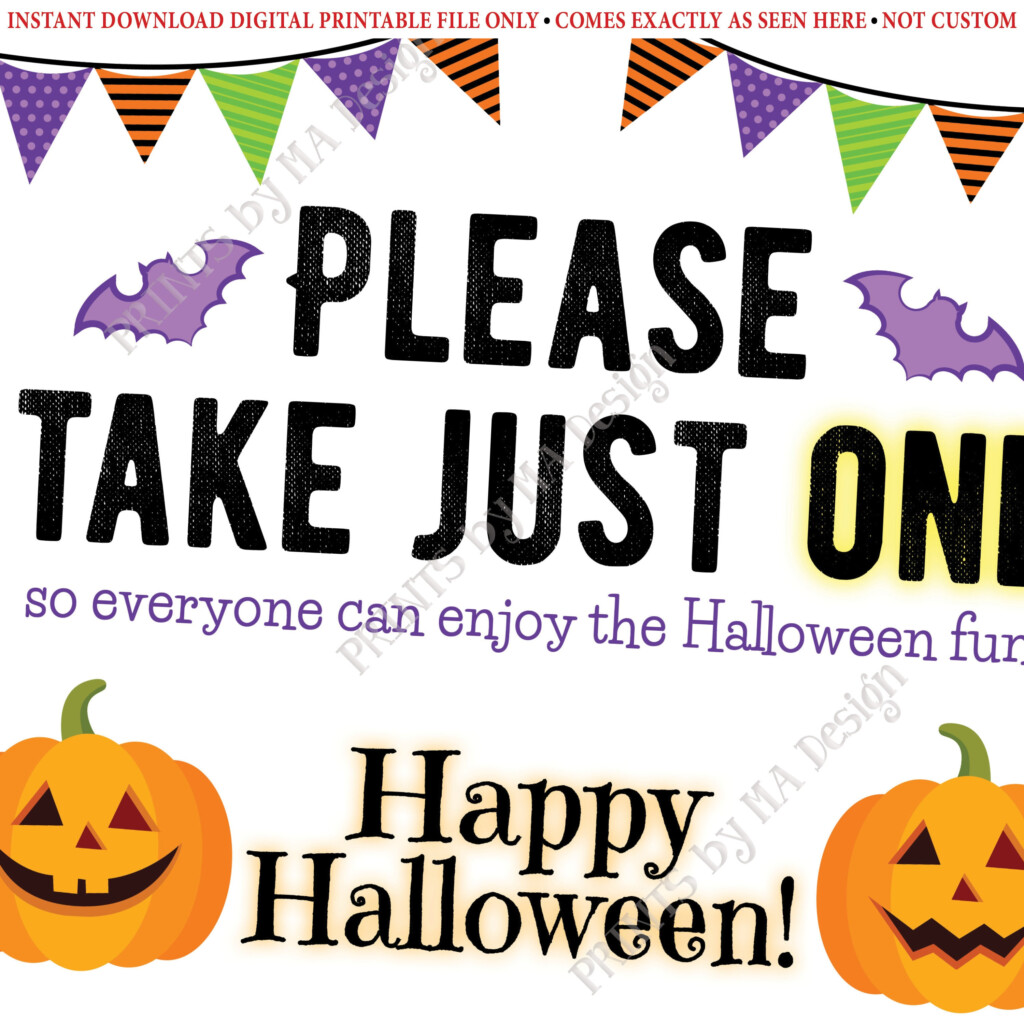 Please Take One Sign Happy Halloween Sign Candy Jack O 