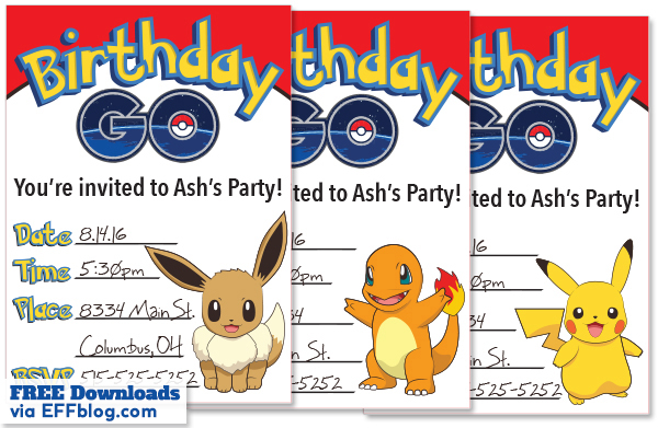 Pok mon GO Birthday GO Free Printable Invitations