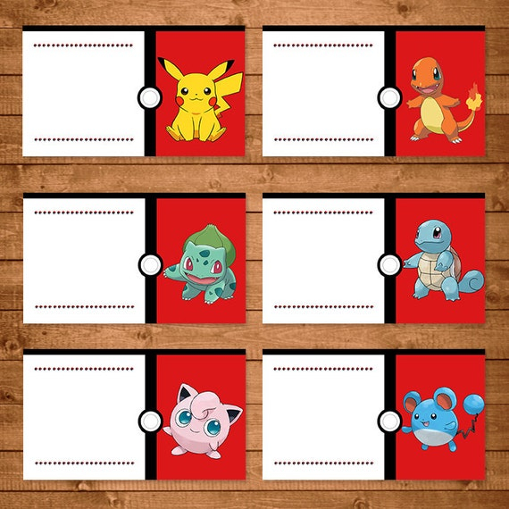 Pokemon Birthday Party Printable Food Tent Labels 