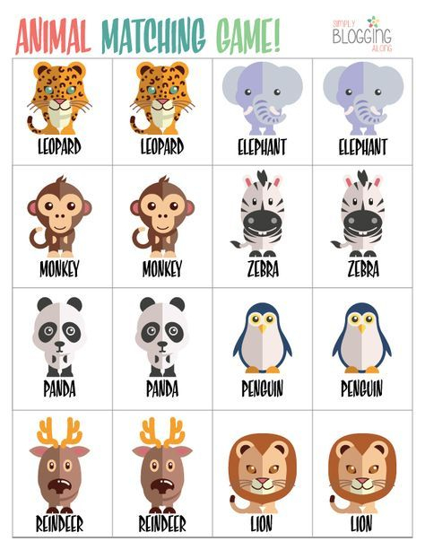 Preschool Zoo Activities Animal Match Game Printable