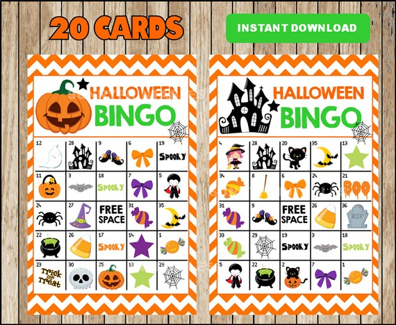 Printable 20 Halloween Bingo Cards Printable Halloween 