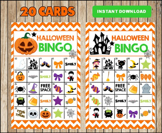 Printable 20 Halloween Bingo Cards Printable Halloween