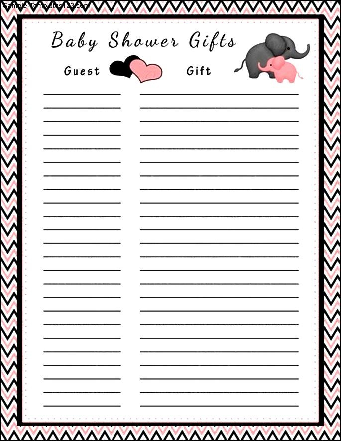 Printable Baby Shower Gift List Template Sample Sample 