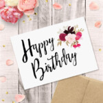 Printable Birthday Card For Her Happy Birthday Watercolor