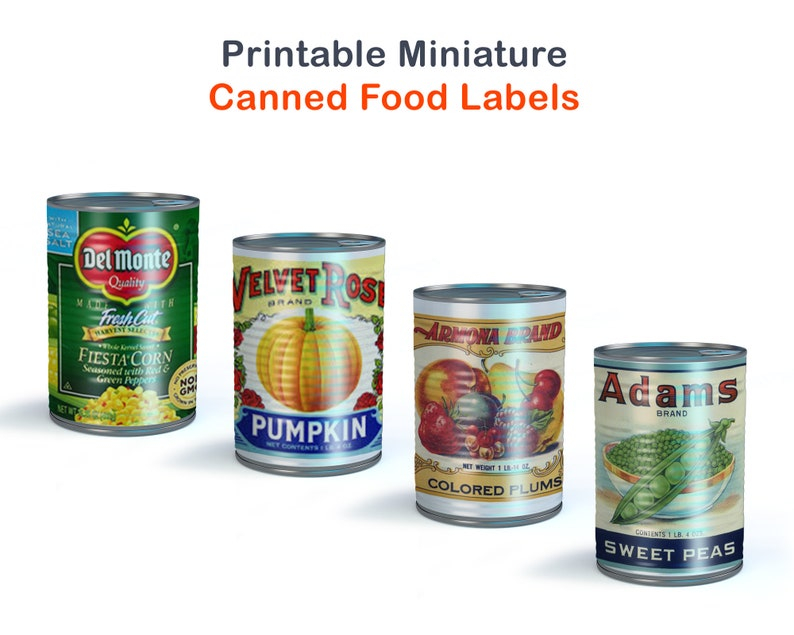 Printable Canned Food Labels Dollhouse Miniatures Barbie 