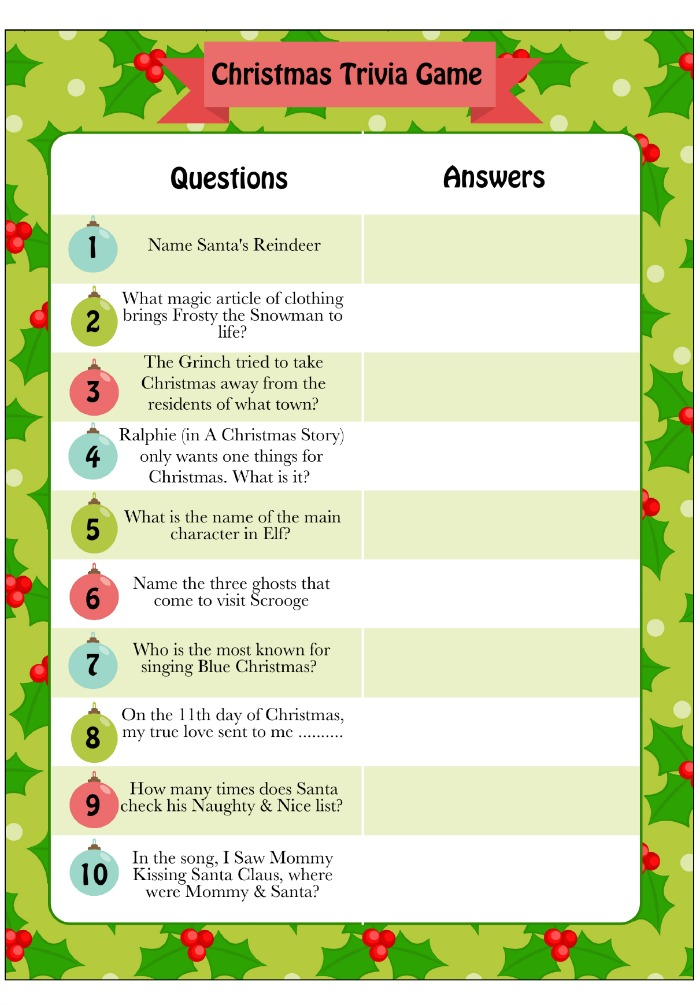 Printable Christmas Trivia Game Moms Munchkins Fun