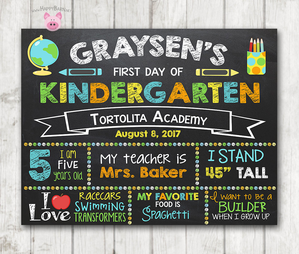 Printable First Day Of School Chalkboard Sign Boy Or 