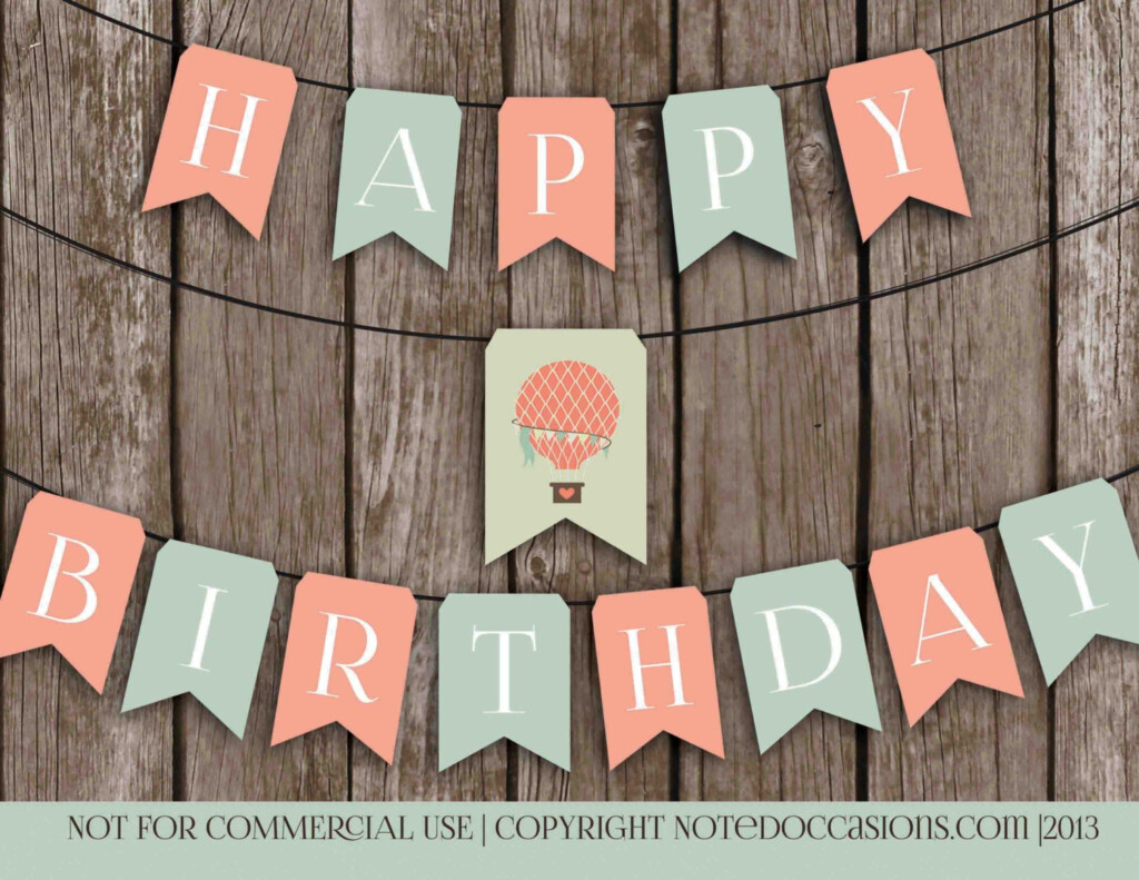 Printable Happy Birthday Banner Vintage Hot Air By 