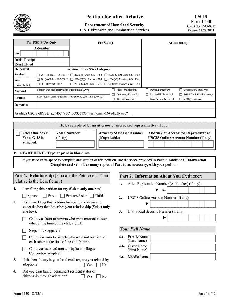 Printable I 130 Form TUTORE ORG Master Of Documents