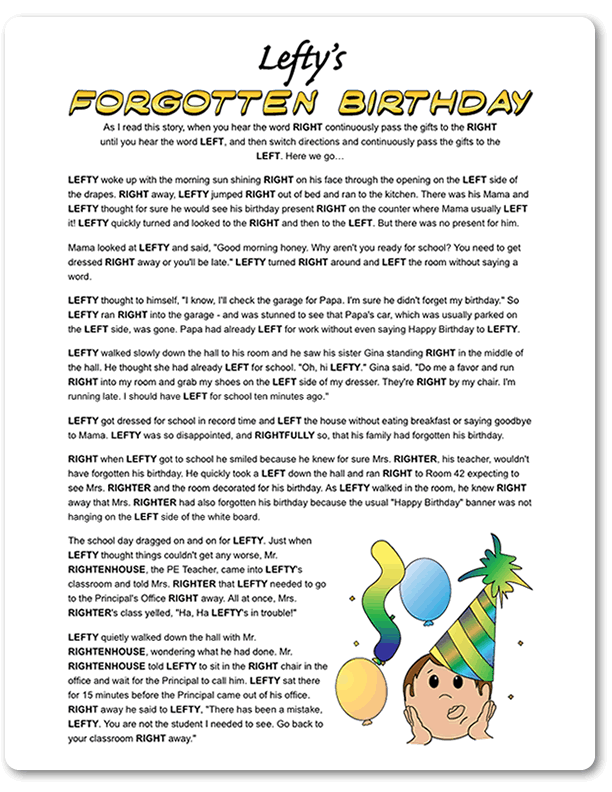 Printable Lefty s Forgotten Birthday Birthday Games 