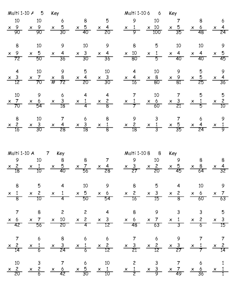 Printable Multiplication Worksheets Grade 5 