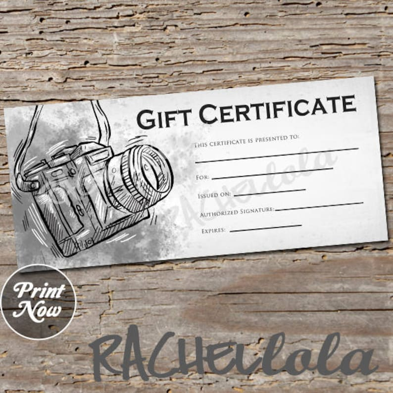 Printable Photography Gift Certificate Template Photo 