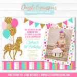 Printable Pink Gold And Turquoise Carousel Birthday