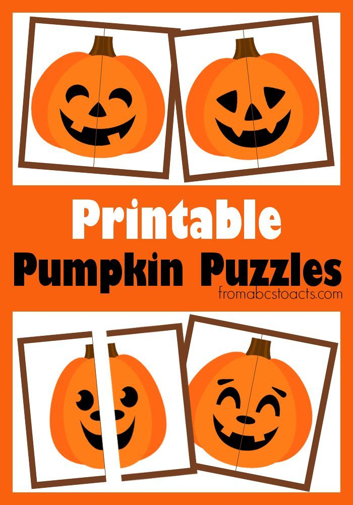 Printable Pumpkin Puzzles Halloween Activities Preschool 