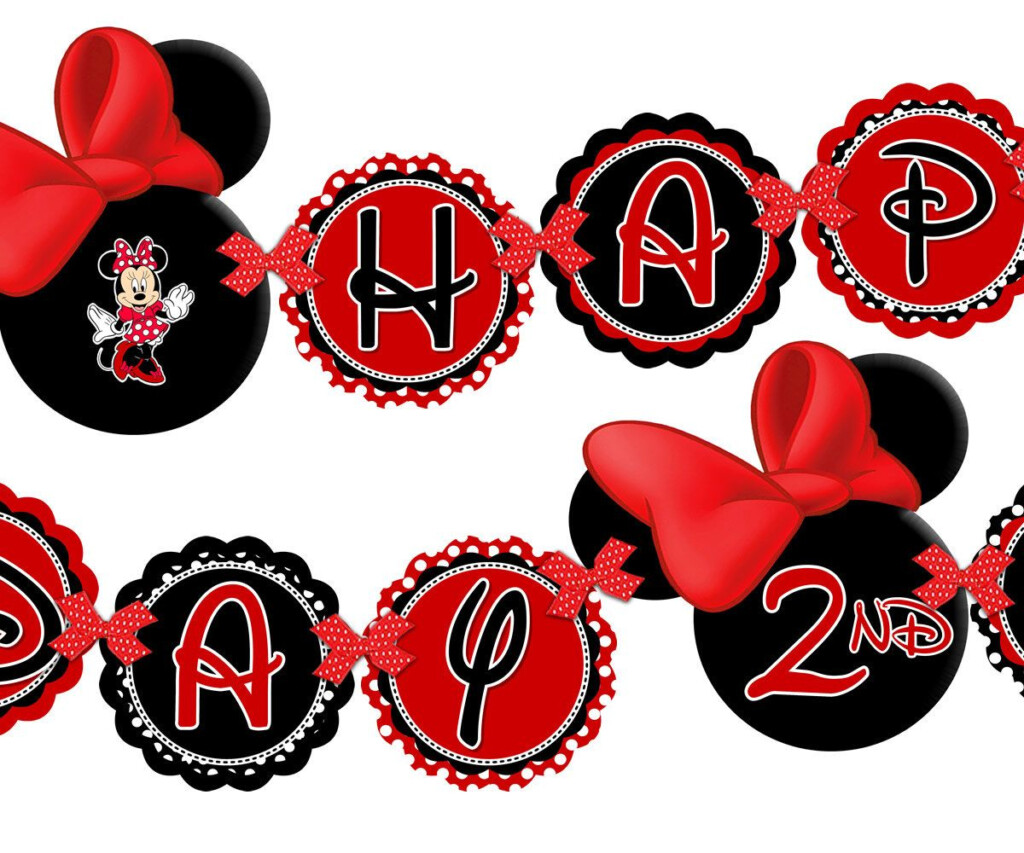PRINTABLE Red Minnie Mouse Happy Birthday Banner Minnie 