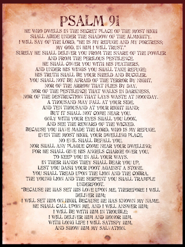 Psalm 91 Poster Download Printable Psalm 91 Etsy