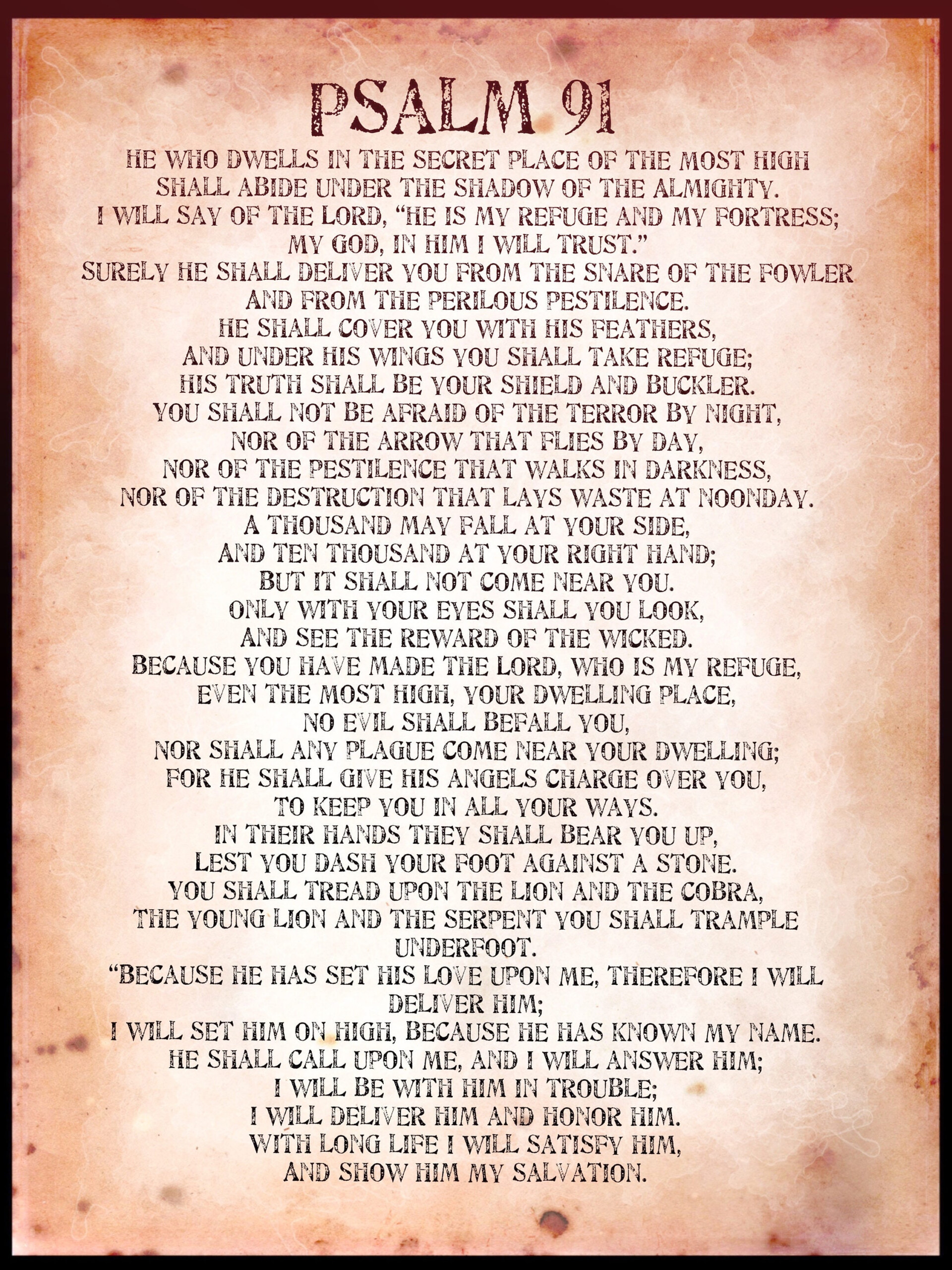 Psalm 91 Poster Download Printable Psalm 91 Etsy