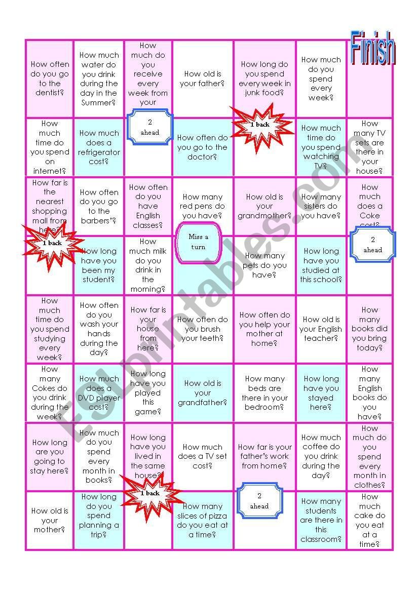 Questions With How Conversation Board Game ESL Questions With How Conversation Board Game ESL