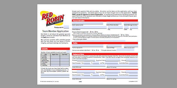 Red Robin Job Application Adobe PDF Apply Online