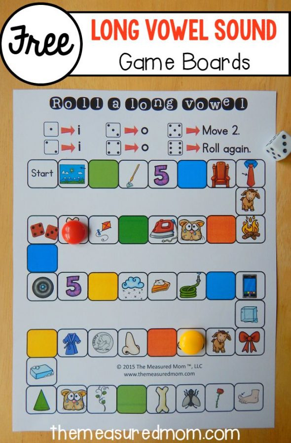 Roll A Long Vowel Games The Measured Mom