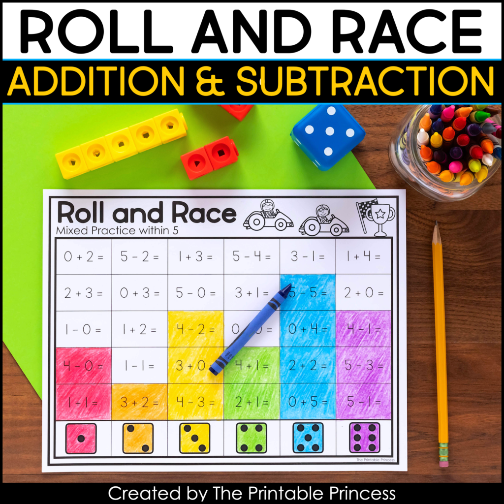 Roll And Race Addition And Subtraction Dice Games The 