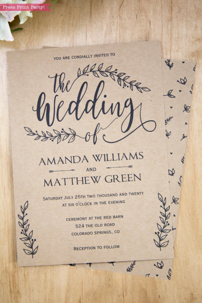 Rustic Wedding Invitation Template Printable Set Wedding 