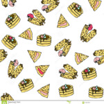 Seamless Vector Pattern With Doodle Sweet Pancakes Stock