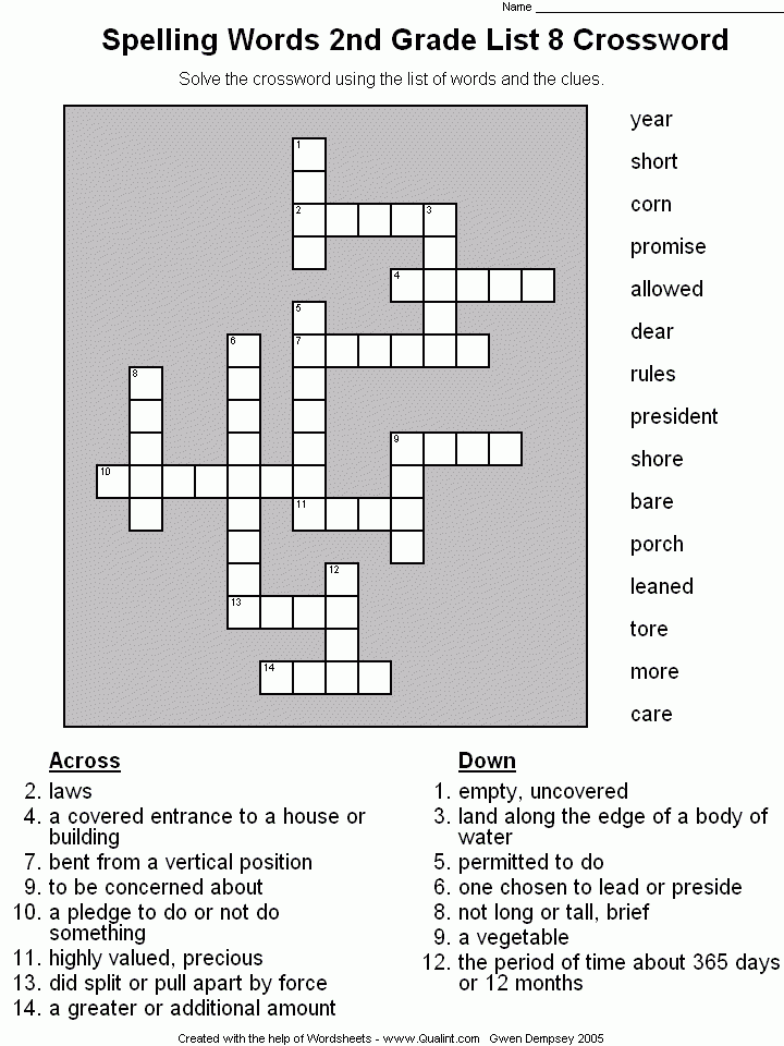 Search Results For 2nd Grade Crossword Puzzles 