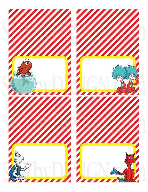 Set Of 12 PRINTABLE Dr Seuss Food Drink DIY Tent By 